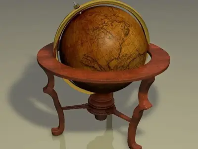 Old wood Globe Low-poly 3D model