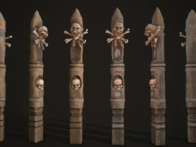 Wood Totems Pagan Deities Collections Low-poly 3D model