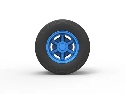 Rear 6 spoke wheel of old school truck Scale 1 to 25 3D print model