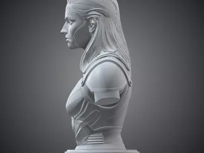 Sci-Fi Female Warrior Bust Cyberpunk Statue PM-336 3D print model