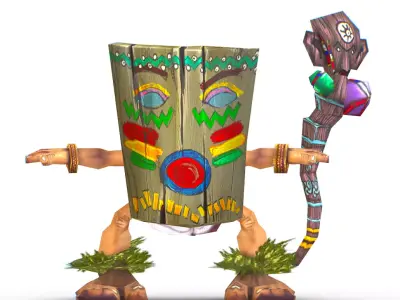 Low Poly Cartoon Creature Mask Low-poly 3D model