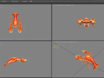 Cartoon Lobster - Sea Shrimp - Crab Low-poly 3D model