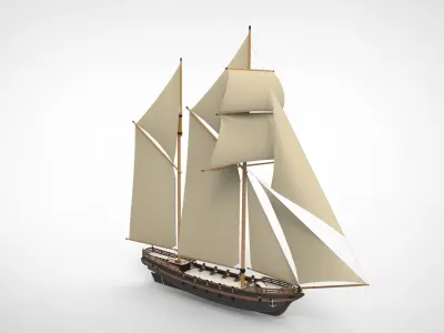 Pirate Ship sailing war 3D model