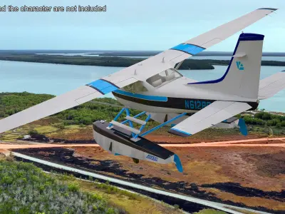Seaplane Cessna 182 Floatplane 3D model