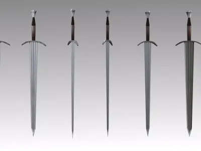 Bastard sword Free low-poly 3D model