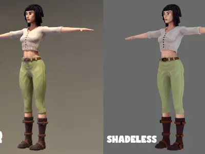 Paint Poly - Female WW2 Private - GameReady Low-poly 3D model