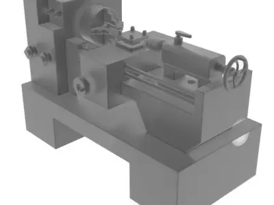 Lathe Machine Low-poly 3D model