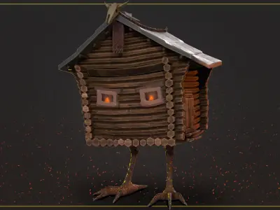hut on chicken legs Low-poly 3D model
