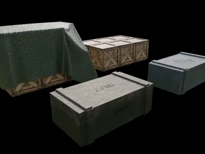 military boxes Low-poly 3D model