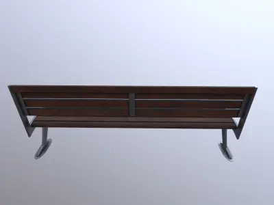 Bench Low-poly Game Ready Model wooden Low-poly 3D model