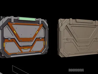 8 Futuristic Sci-Fi Door kitbash 3D model