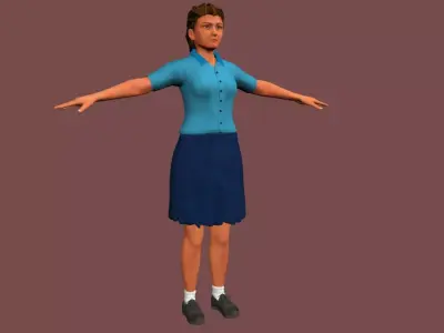 Female Student Rigged and skinned with Blend shapes 3D model