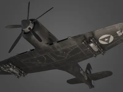 Hawker Sea Fury Airplane Military 3d Model Low-poly 3D model