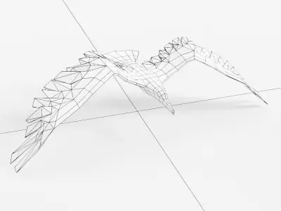 Seagull 3d model bird in flight Low-poly 3D model