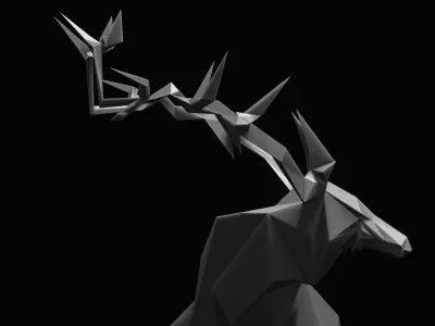 Elk cubism Low-poly 3D model