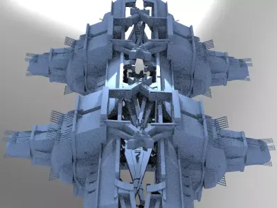 cyberpunk AsianTower Castle Hull 3D model