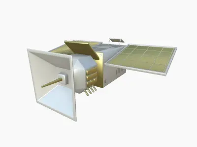Satellite E02 Gold - SciFi Space Design Low-poly 3D model