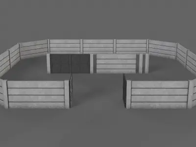 PBR Gate and Wall 1 Low-poly 3D model