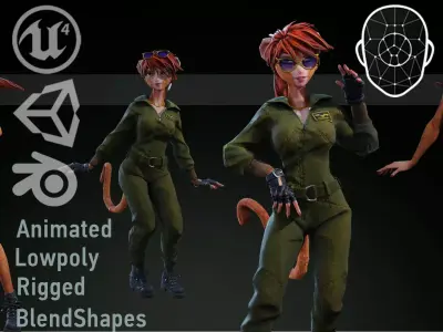 Monkey Girl Arms Trader Low-poly 3D model