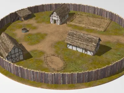 wooden fort 3D model