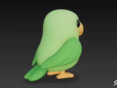 Cartoon Plush Parrot Low-poly 3D model