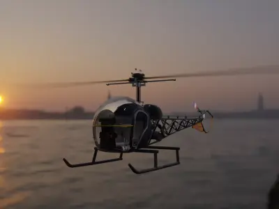 Bell 47 helicopter Low-poly 3D model