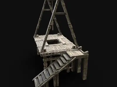 GALLOWS HANGING EXECUTION TORTURE TORMENT DEATH CONSTRUCTION Low-poly 3D model