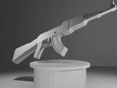 ak47 low poly Low-poly 3D model