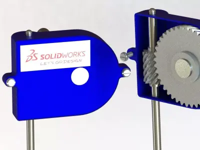 Helical gear box transmition - SolidWorks 3D model