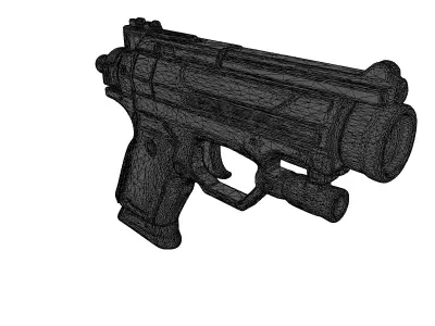 SciFi Blaster Pistol Dented Steel 3D model