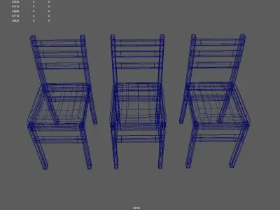 Wooden Chair Set 3D model