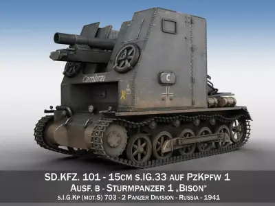 Sturmpanzer 1 Bison Cambrai- 2 PzDiv 3D model