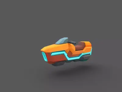 Futuristic Low-Poly Hoverbike Stylized Sci-Fi Vehicle Free low-poly 3D model