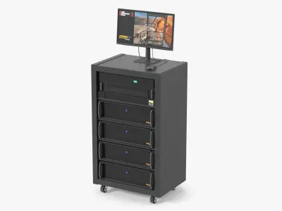 Server Rack with Computer and Monitor 3D model