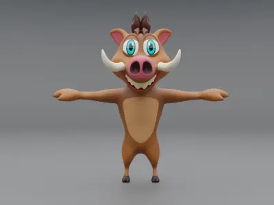 3D Wildboar Cartoon 3D model