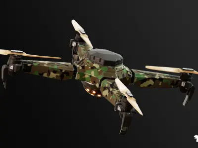 Military Drone - Rigged and BP Controllable Low-poly 3D model