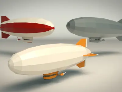 Low Poly Zeppelin 01 Low-poly 3D model
