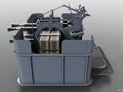 QF 2-pounder Mark VIII 4-barelled 3D model Low-poly 3D model