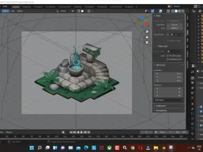ancient-altar low poly model render in blender Low-poly 3D model