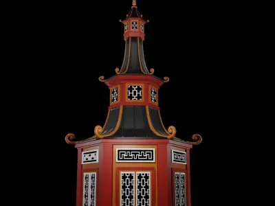 Chinese Pagoda Garden Structures Viewing Pavilions Low-poly 3D model