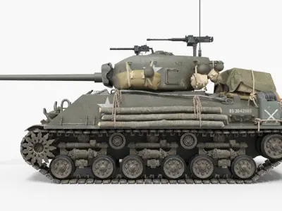  American Tank M4 Sherman Low-poly 3D model