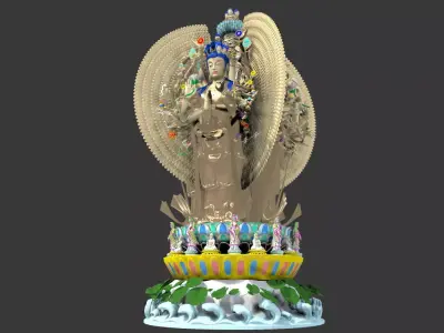 qian shou guan yin buddha thousand hands buddha 3D model