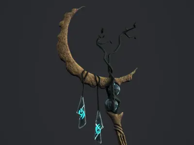Druid Staff Low-poly 3D model
