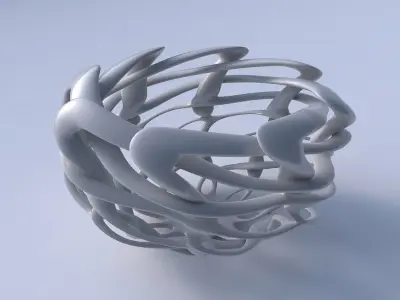 Bowl cylindrical with interlacing lattice twisted and squeezed 2 3D model
