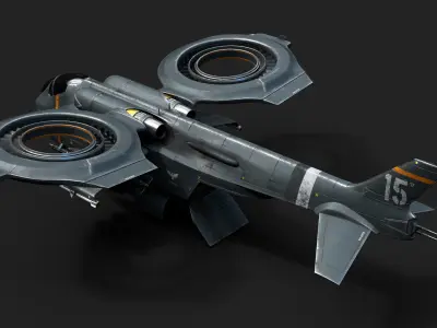 Helicopter Jet Airplane Spaceship Si-Fi Vehicle Space Fighter Low-poly 3D model