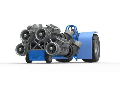 Pulling tractor with 4 jet engines Scale 1 to 25 3D print model