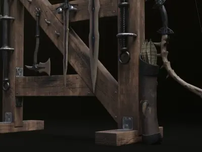 Skyrim Dragon Bon Weapon set Low-poly 3D model