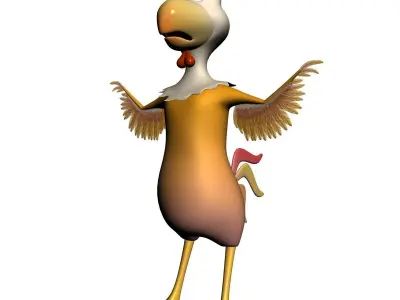 Cartoon chicken RIGGED Low-poly 3D model