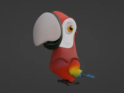 Cartoon Macaw Not Rigged 3D model