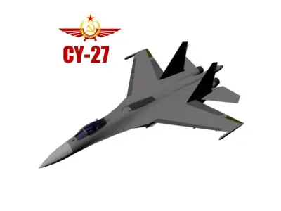 Su-27 ukrainian fighter jet Low-poly 3D model